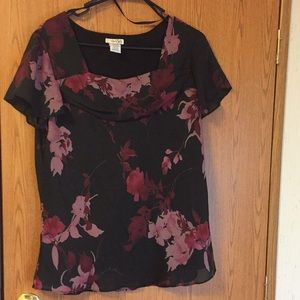 Black floral blouse